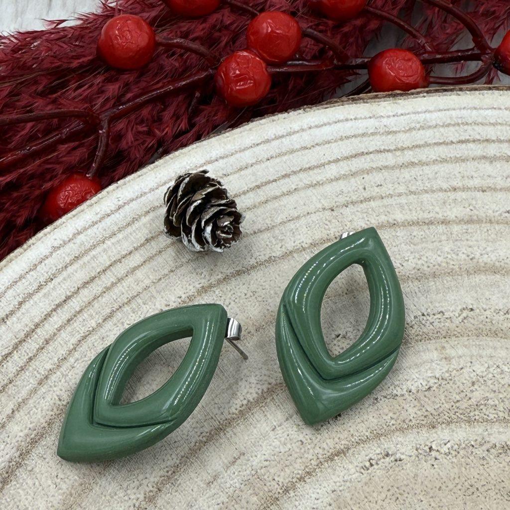 Green Geometric Earrings