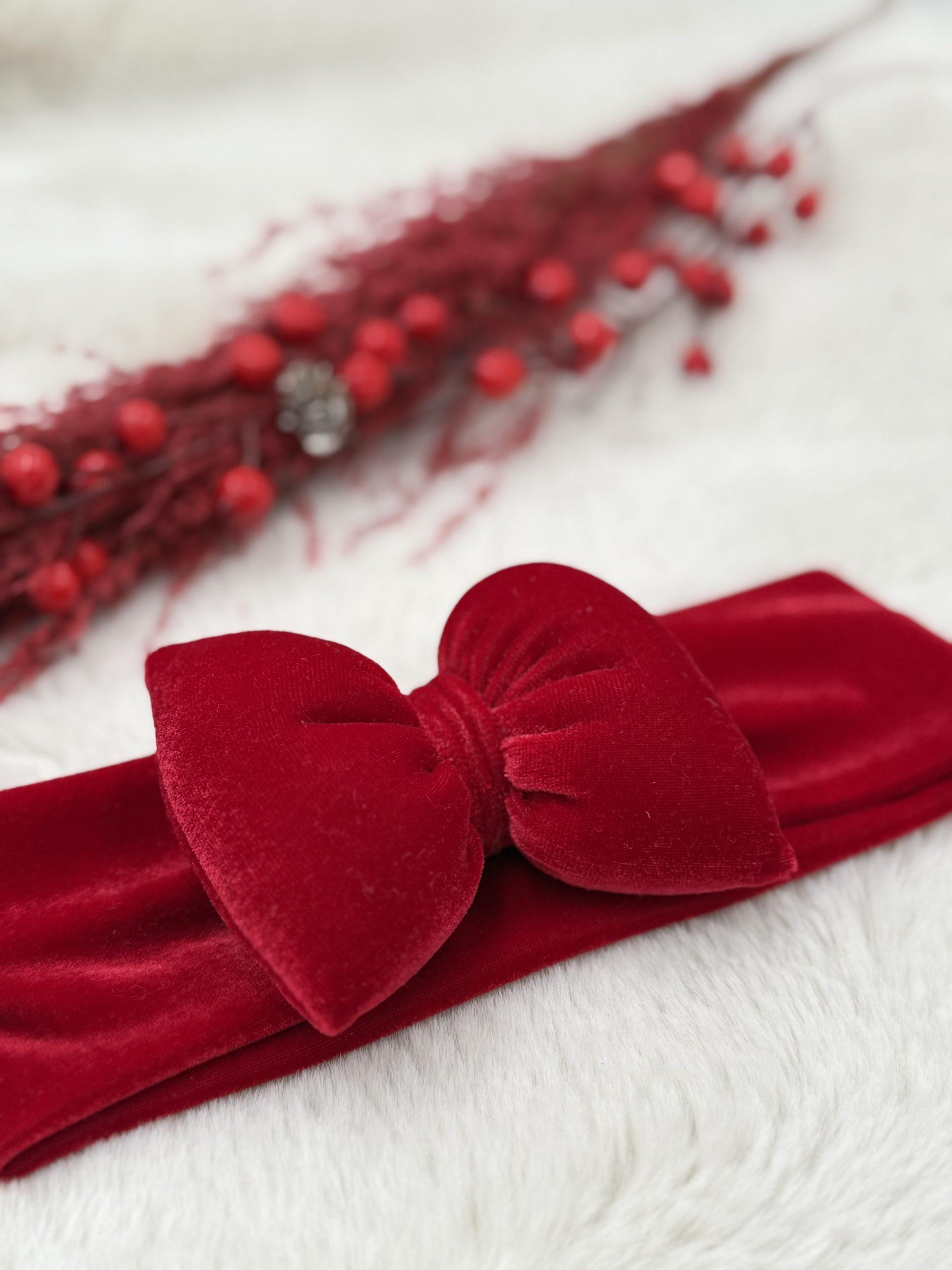 Cherry Red Velvet Bow