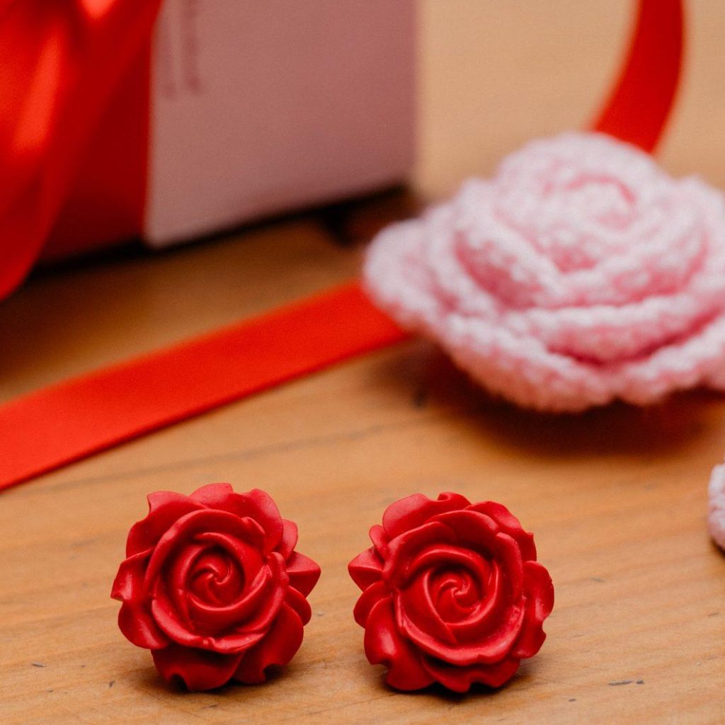 Crimson Rose Studs